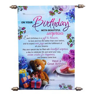 Happy Birthday Scroll Card for Best Friend Girls Sister Wife or Husband