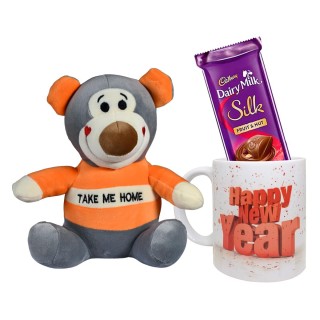 New Year Gift for Kids, Children - Chocolate with Happy New year Coffee Mug and Tedy Bear