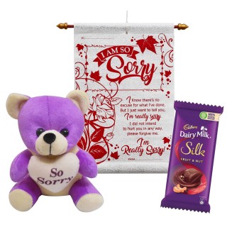 Scroll Card With Teddy Bear And Chocolate