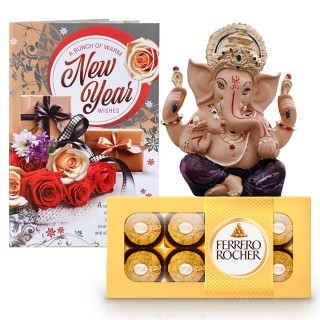New Year Gift for Family & Friends - Ganesha Statue, Greeting Card, Chocolate Box