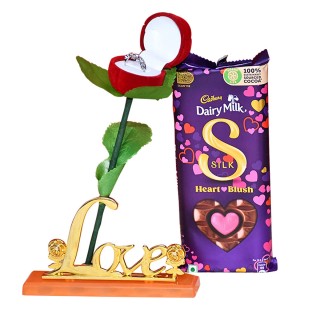 Valentine Gift for Girlfriend, Wife - Chocolate, Red Rose Ring Box for Propose Day, Promise Day, Rose Day - Love Gift