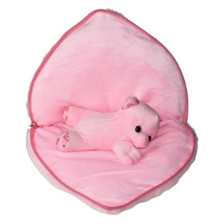 Heart Shape Cushion - Teddy In Cushion (Pink)
