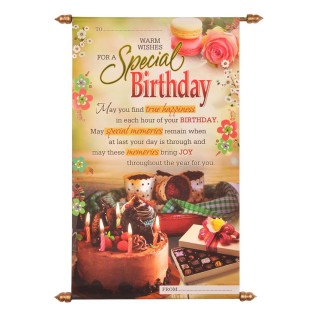 Happy Birthday Scroll Card - Greeting Card - Multicolor
