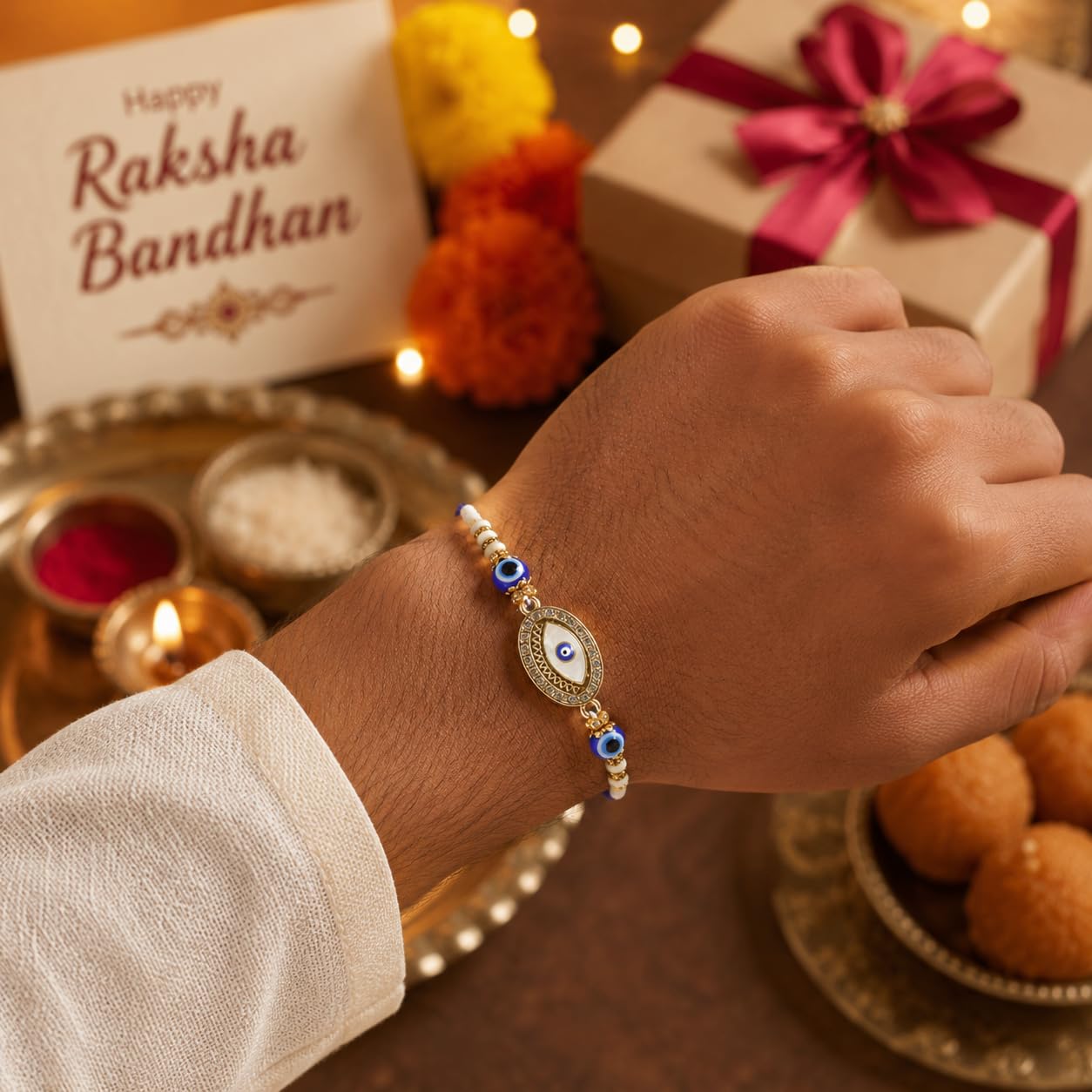 Set of 3 Evil Eye Rakhi for Brother Set of 3 Evil Eye Rakhi for Brother