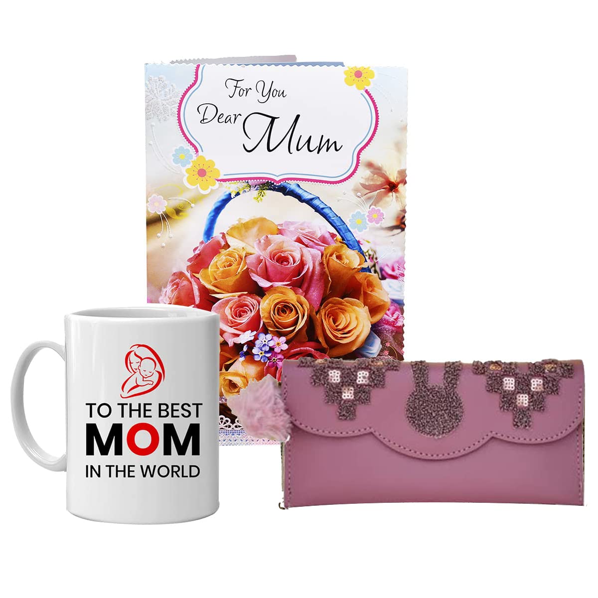 Best Gift for Mother - Greeting Card, Coffee Mug and Women Hand Wallet