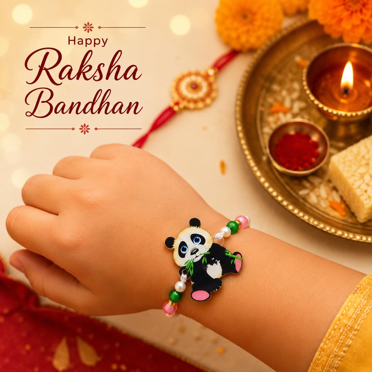 Family Rakhi Set with Chocolate and Greeting Card Family Rakhi Set with Chocolate and Greeting Card