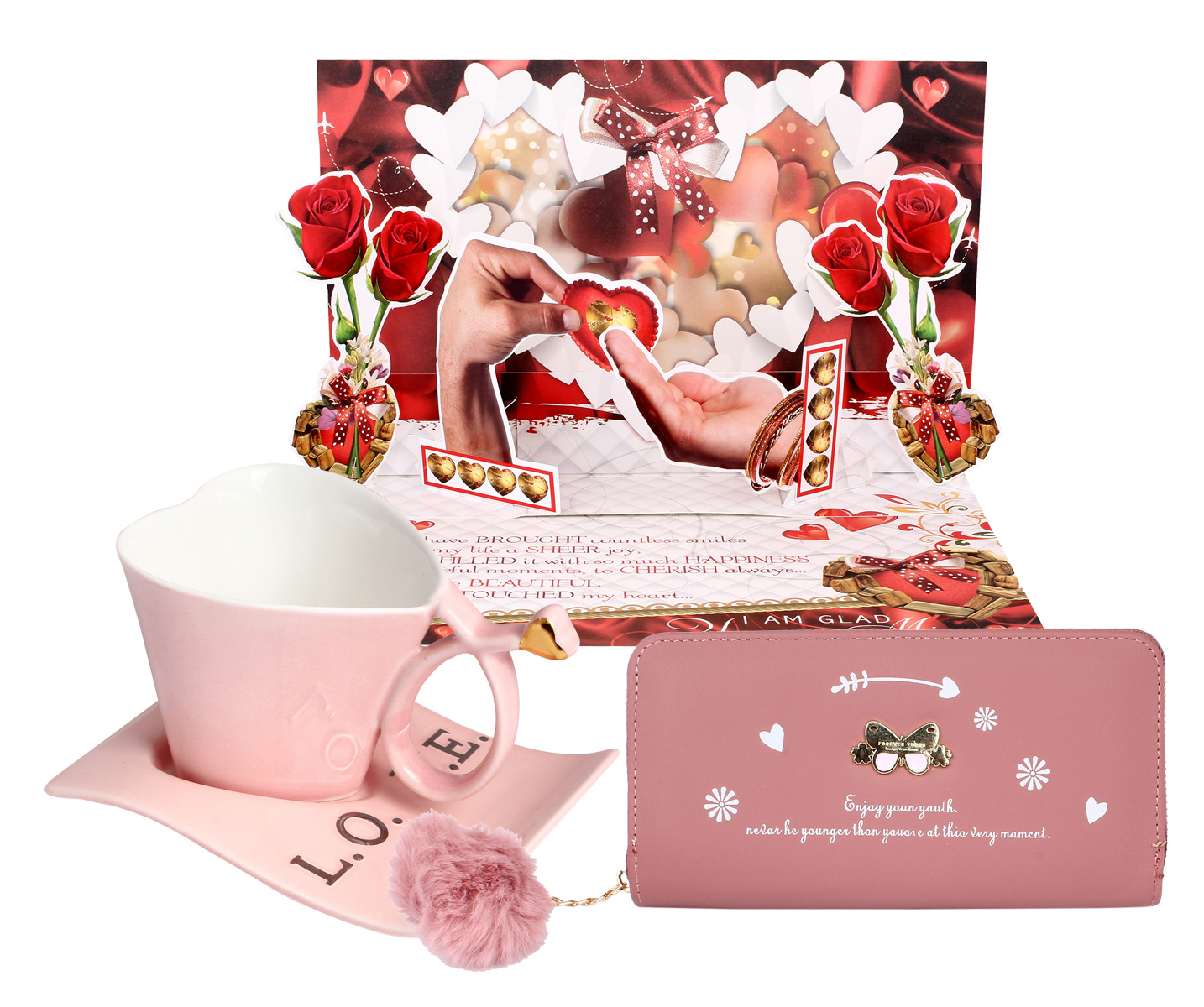 Valentine Day Love Gift - Unique Love Greeting Card, Coffee Cup/Mug & Women Wallet - Gift for Wife-Girlfriend-Girls Valentine Day Love Gift - Unique Love Greeting Card, Coffee Cup/Mug & Women Wallet - Gift for Wife-Girlfriend-Girls