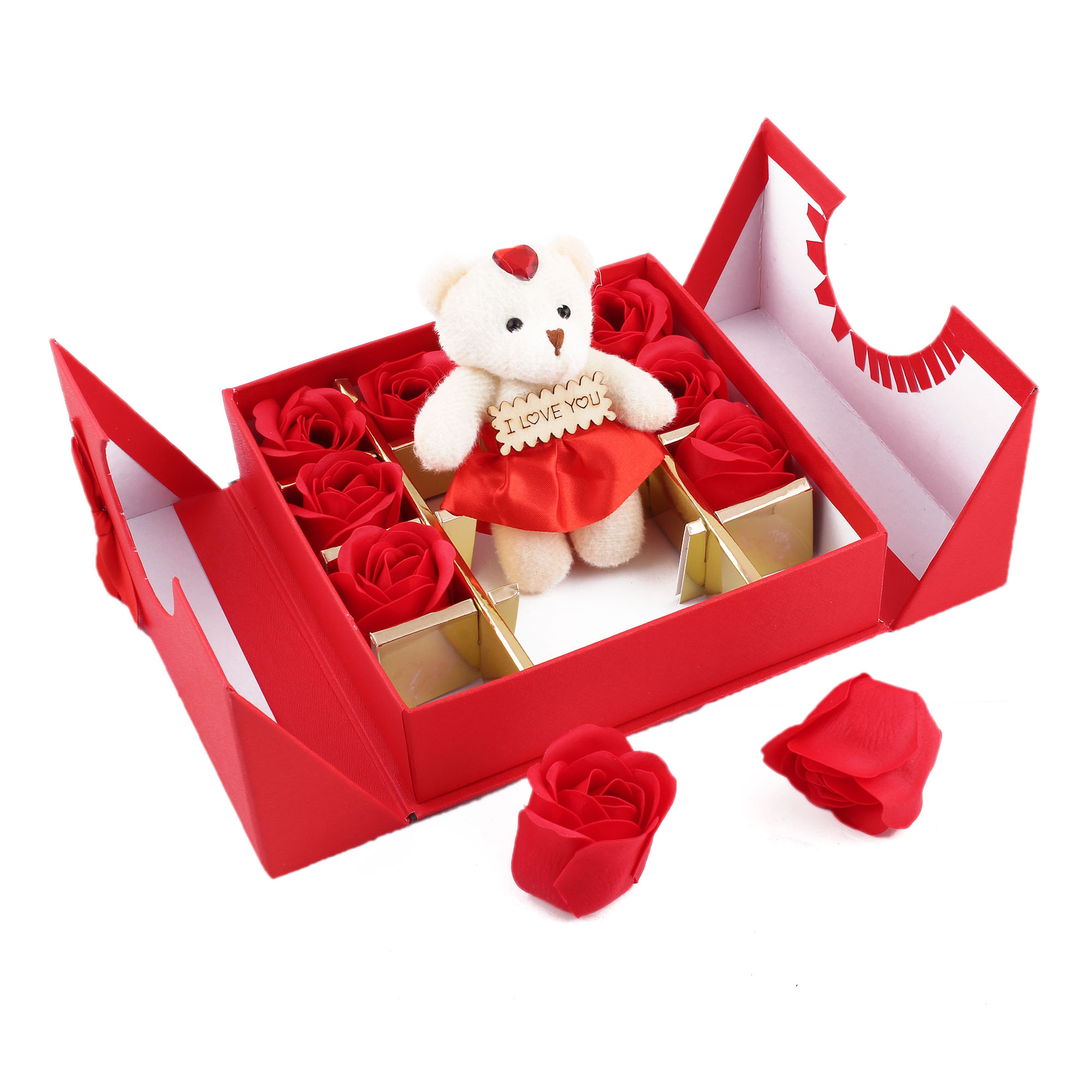 Birthday Gift For Girlfriend Boyfriend Husband Wife Artificial Roses With Teddy Birthday Anniversary Love Gift