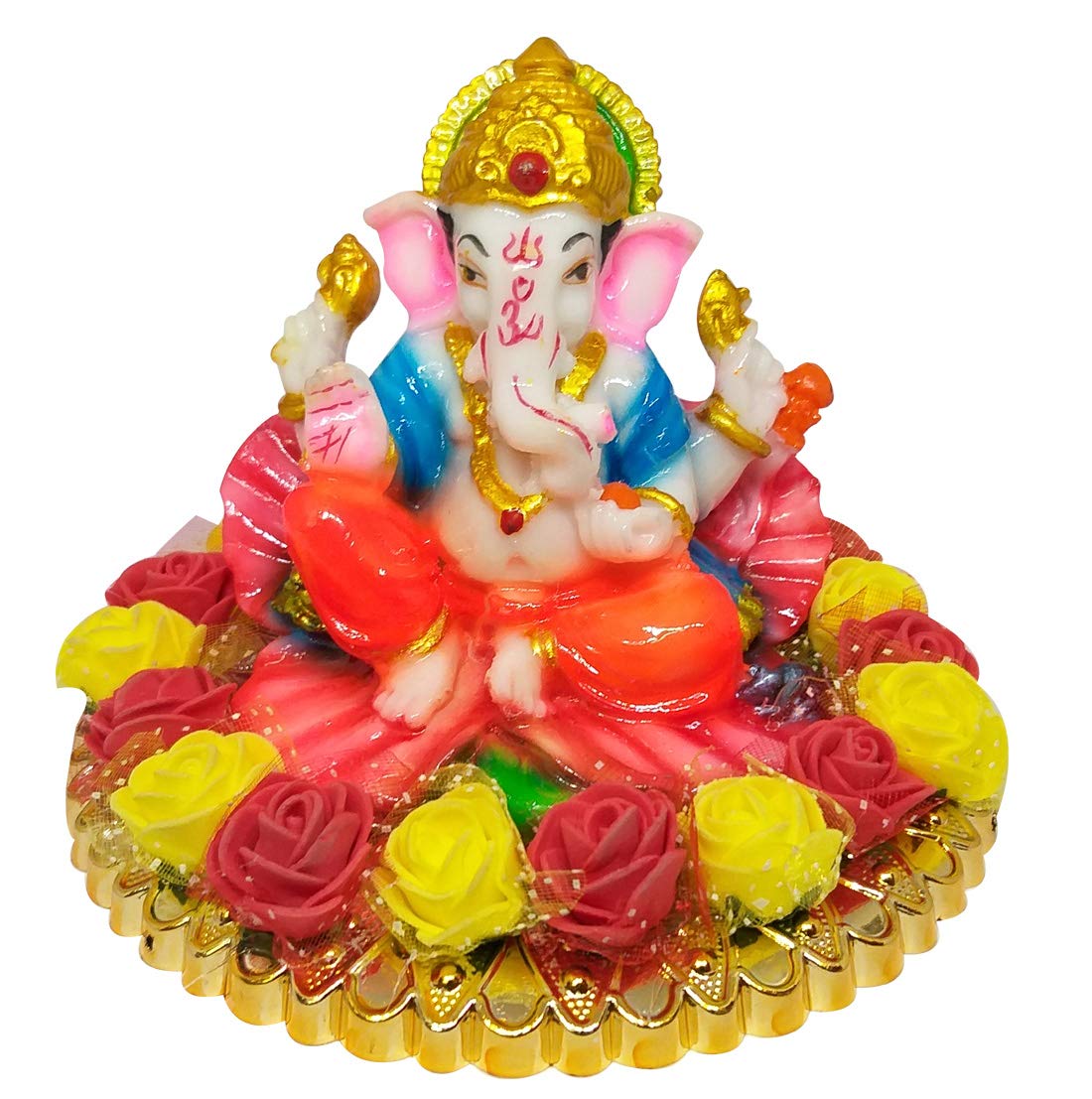 Beautiful Ganesha Idol With Flower Plate | Up to 45% Off