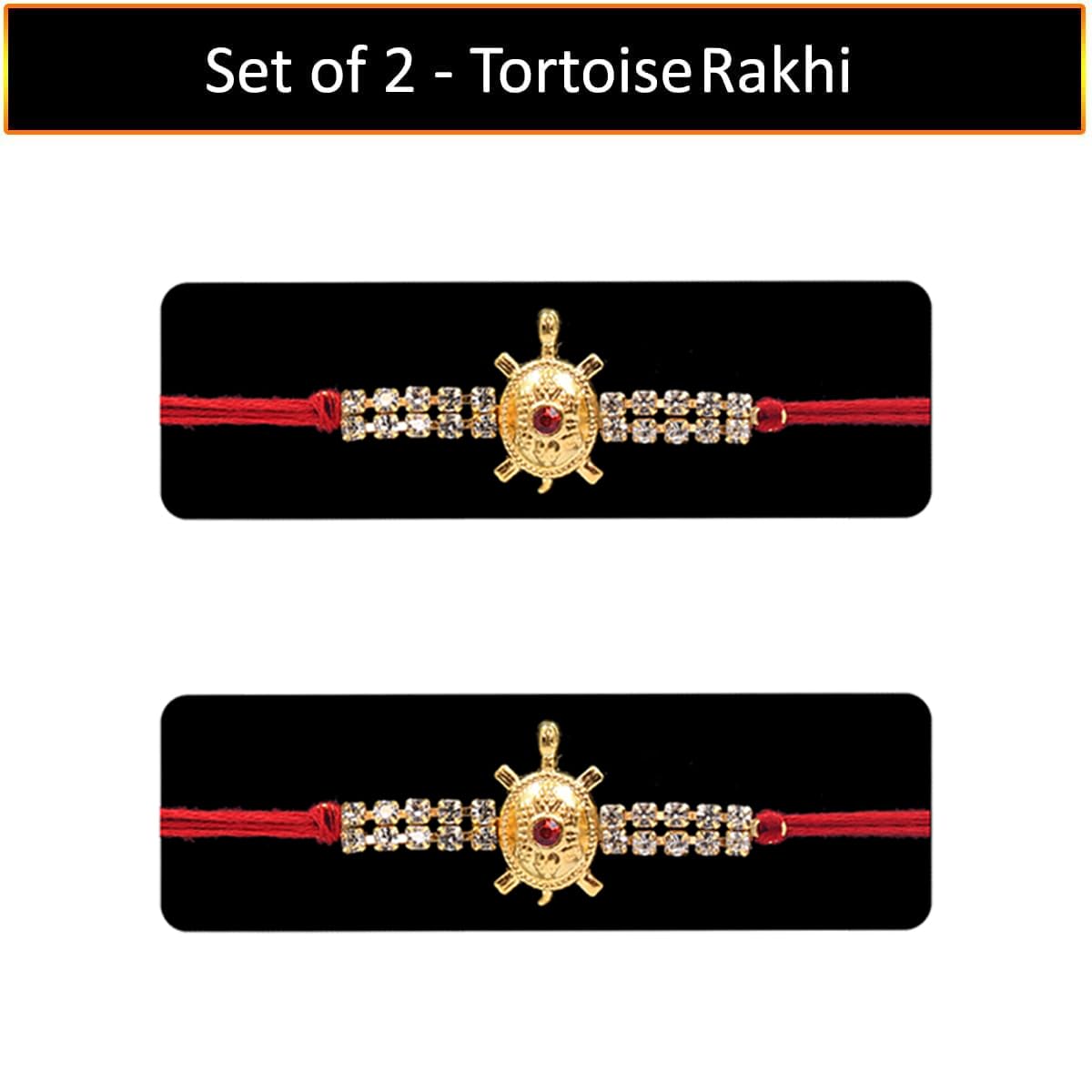 Rakhi for Brother with Chocolate Gift and Metal Feng Shui Tortoise or Kachuaa with Roli Chawal Rakhi for Brother with Chocolate Gift and Metal Feng Shui Tortoise or Kachuaa with Roli Chawal