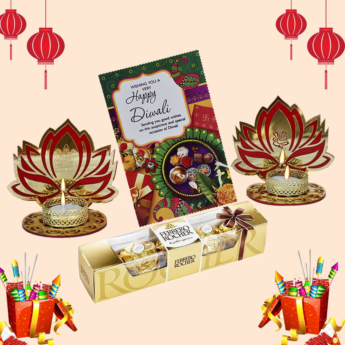 Buy Lakshmi Ganesha Tealight Candle Holder Gift Combo Pack (Set of ...