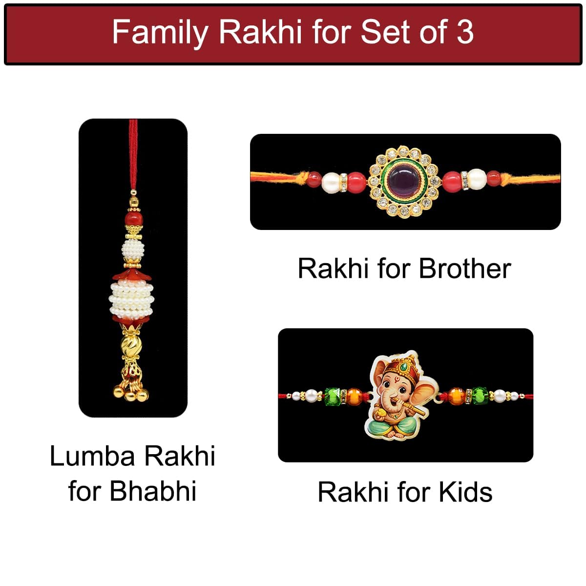 Rakhi for Bhaiya Bhabhi and Kid with Chocolate and Pooja Thali Rakhi for Bhaiya Bhabhi and Kid with Chocolate and Pooja Thali