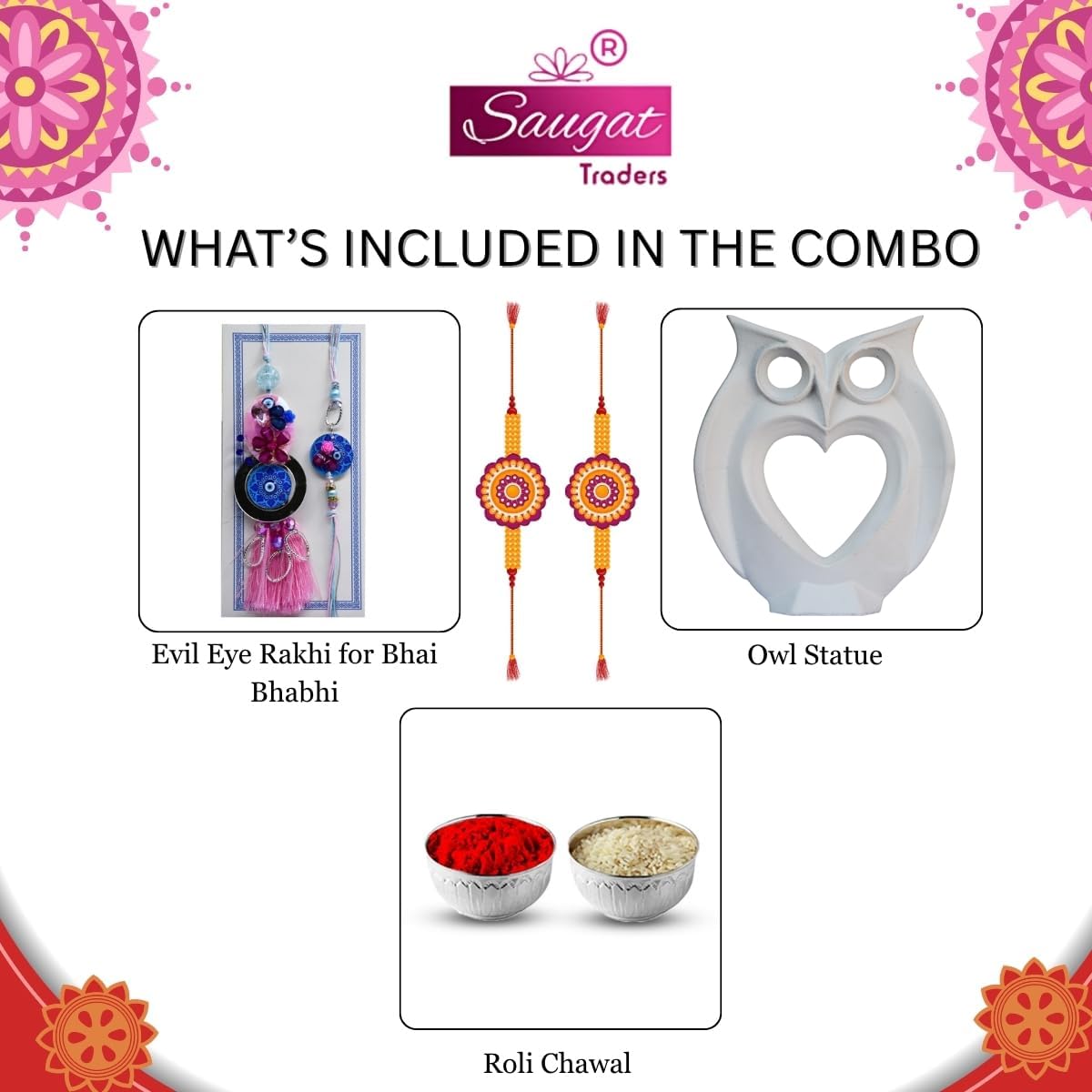 Evil Eye Rakhi for Brother and Bhabhi with Gift Owl Showpiece | Good Luck Gift Evil Eye Rakhi for Brother and Bhabhi with Gift Owl Showpiece | Good Luck Gift