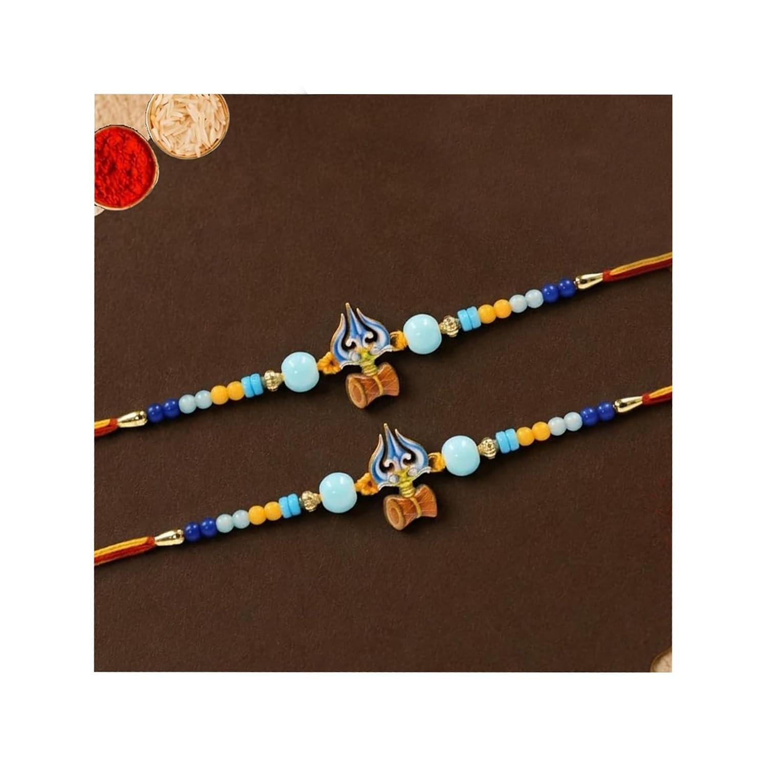 Exclusive Om Rakhi Set of 2 for Bhai with Rudraksha Om Kada Exclusive Om Rakhi Set of 2 for Bhai with Rudraksha Om Kada