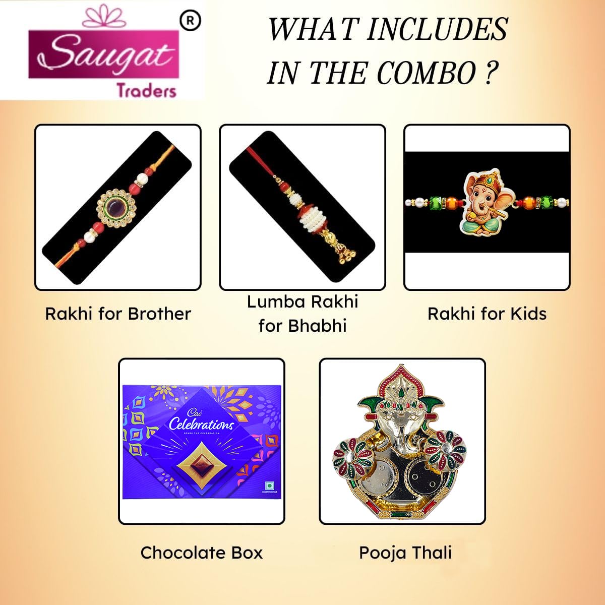 Rakhi for Bhaiya Bhabhi and Kid with Chocolate and Pooja Thali Rakhi for Bhaiya Bhabhi and Kid with Chocolate and Pooja Thali