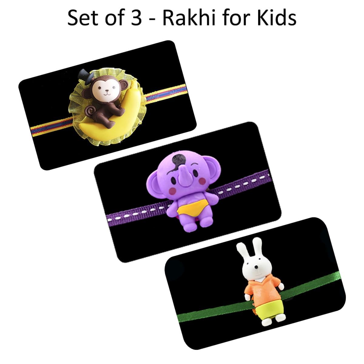 Cartoon Rakhi with Chocolate Box for Younger Brother and Sister - Set of 3 Cartoon Rakhi with Chocolate Box for Younger Brother and Sister - Set of 3