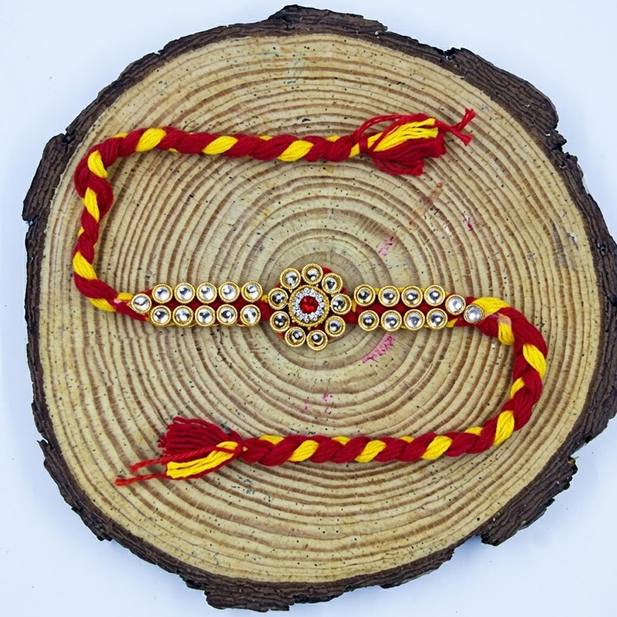 Set of 5 Kundan Moli Rakhi for Bhai - Stone Rakhi Set of 5 Kundan Moli Rakhi for Bhai - Stone Rakhi