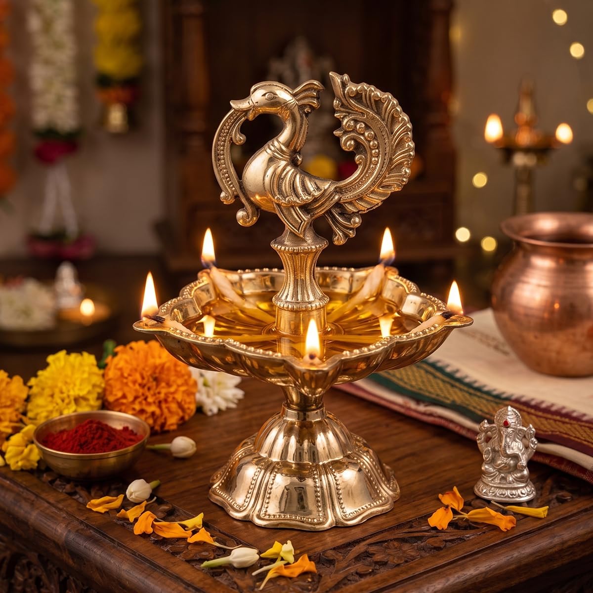 Brass Peacock Design Diya for Diwali Decoration, Home Decor Brass Peacock Design Diya for Diwali Decoration, Home Decor