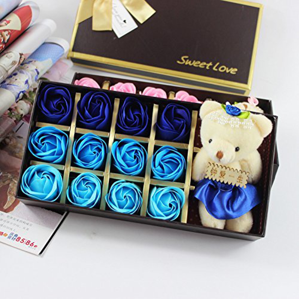 Valentine's Day Gift - Gift Box With Flowers & Soft Teddy