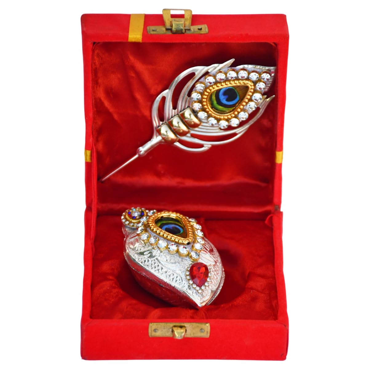 Silver Plated Tilak Set with Stick Velvet Gift Box for Pooja, Wedding Return Gift Silver Plated Tilak Set with Stick Velvet Gift Box for Pooja, Wedding Return Gift