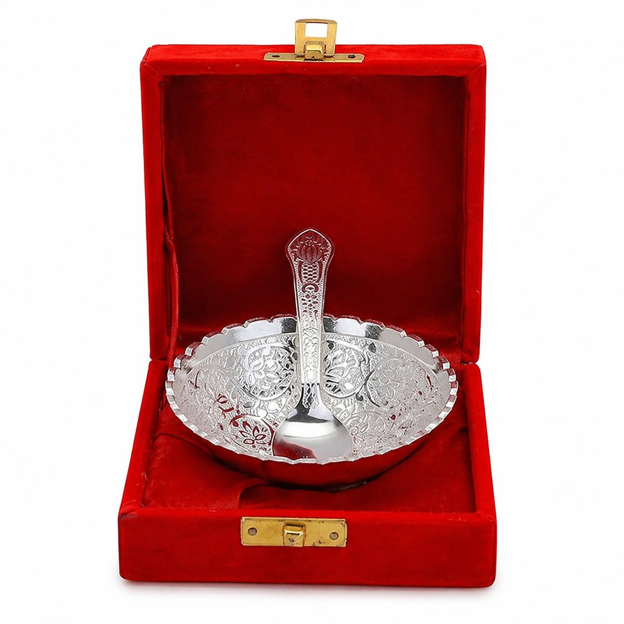 Germen Silver Bowl Spoon Set for Return Gift with Velvet Gift Box Germen Silver Bowl Spoon Set for Return Gift with Velvet Gift Box