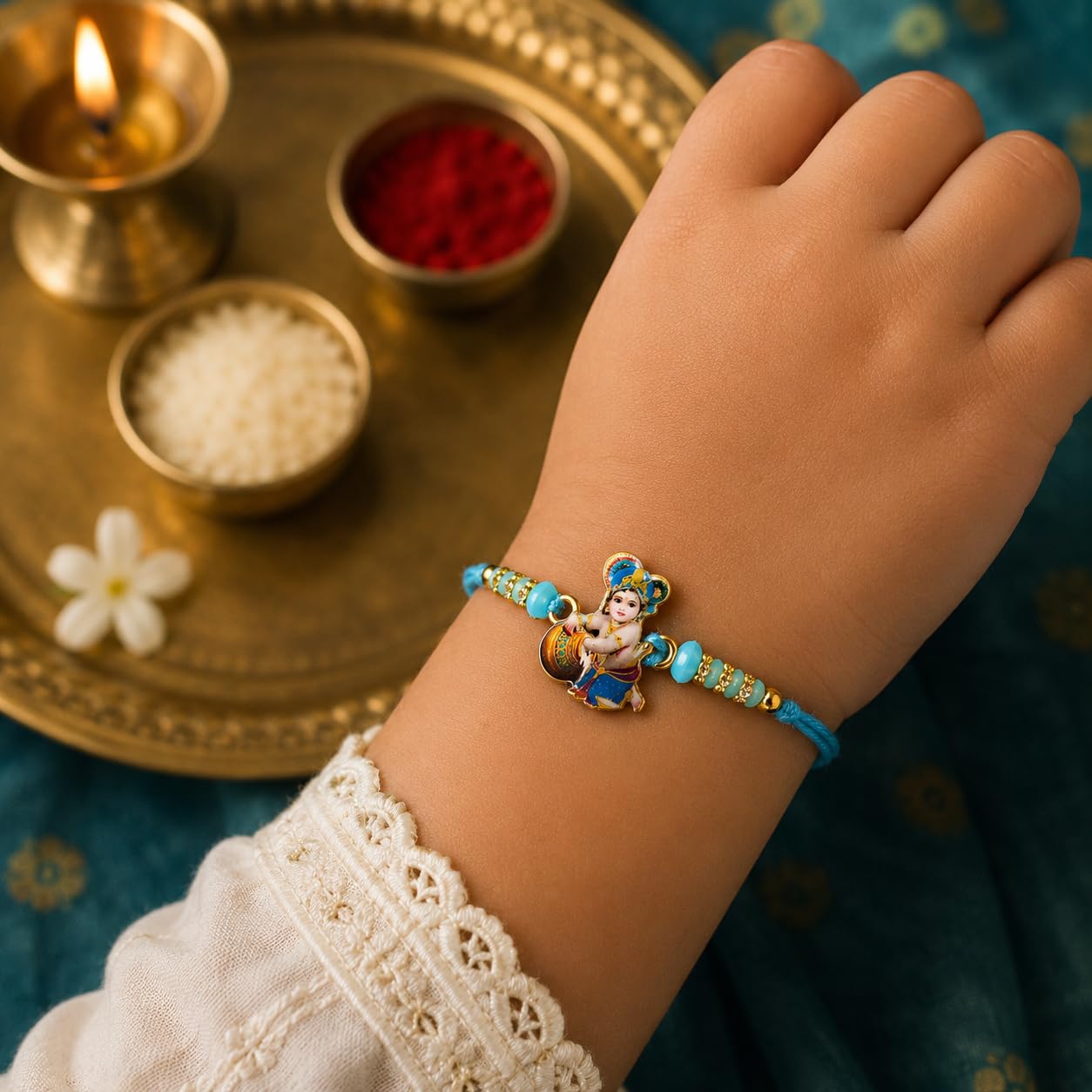 Family Rakhi Set of 4 with Designer Chopra Family Rakhi Set of 4 with Designer Chopra