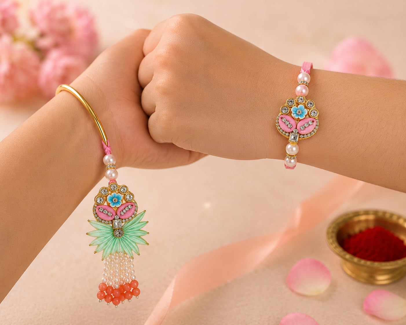Designer Stone Rakhi for Brother & Bhabhi with Chocolate and Ganesha Showpiece Gift Designer Stone Rakhi for Brother & Bhabhi with Chocolate and Ganesha Showpiece Gift
