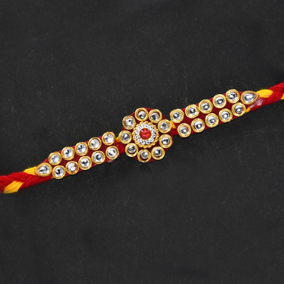 Set of 5 Kundan Moli Rakhi for Bhai - Stone Rakhi Set of 5 Kundan Moli Rakhi for Bhai - Stone Rakhi