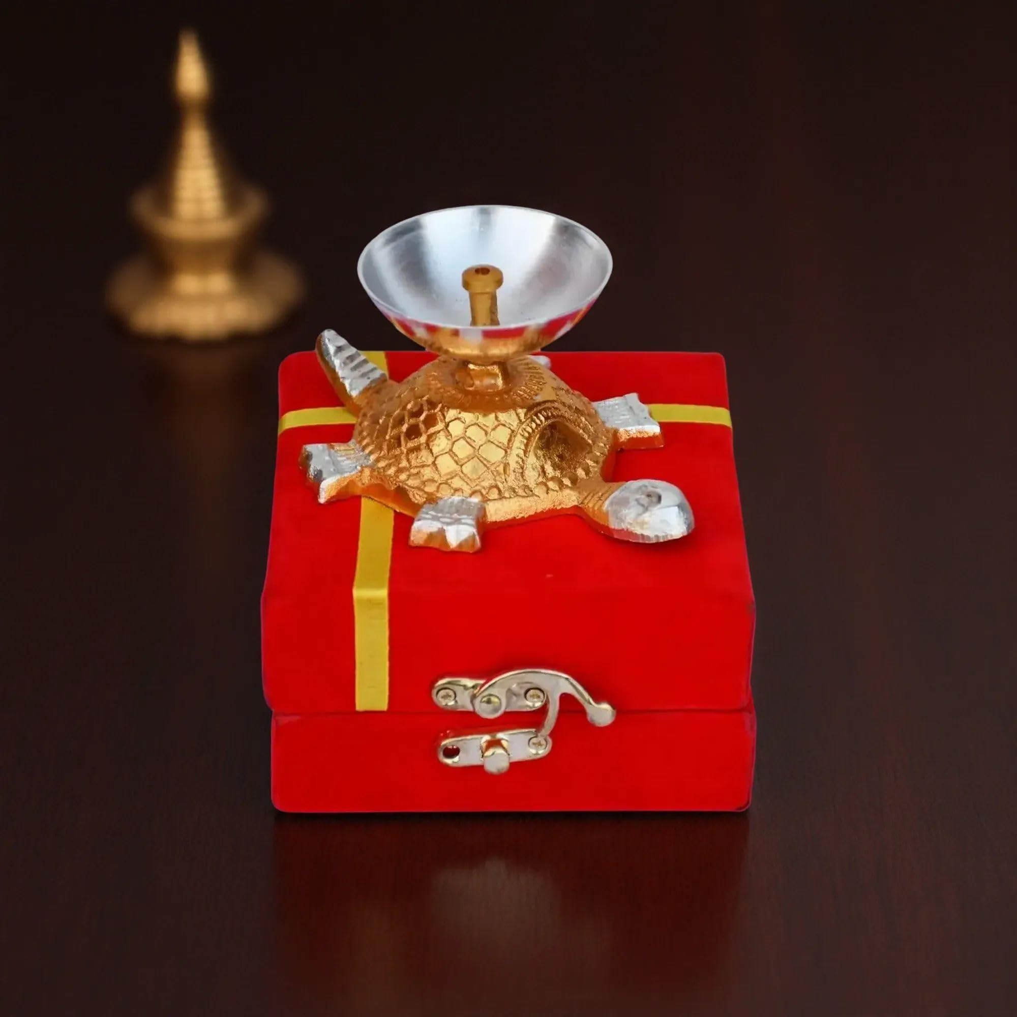 Tortoise Diya with Velvet Gift Box for Wedding, Pooja Return Gift, Diwali Good Luck Gift Tortoise Diya with Velvet Gift Box for Wedding, Pooja Return Gift, Diwali Good Luck Gift