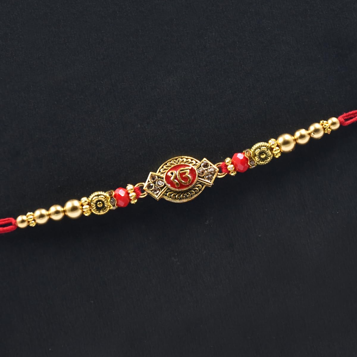 Set of 3 Ek Onkar Rakhi for Brother with Decorative Chopra Set of 3 Ek Onkar Rakhi for Brother with Decorative Chopra