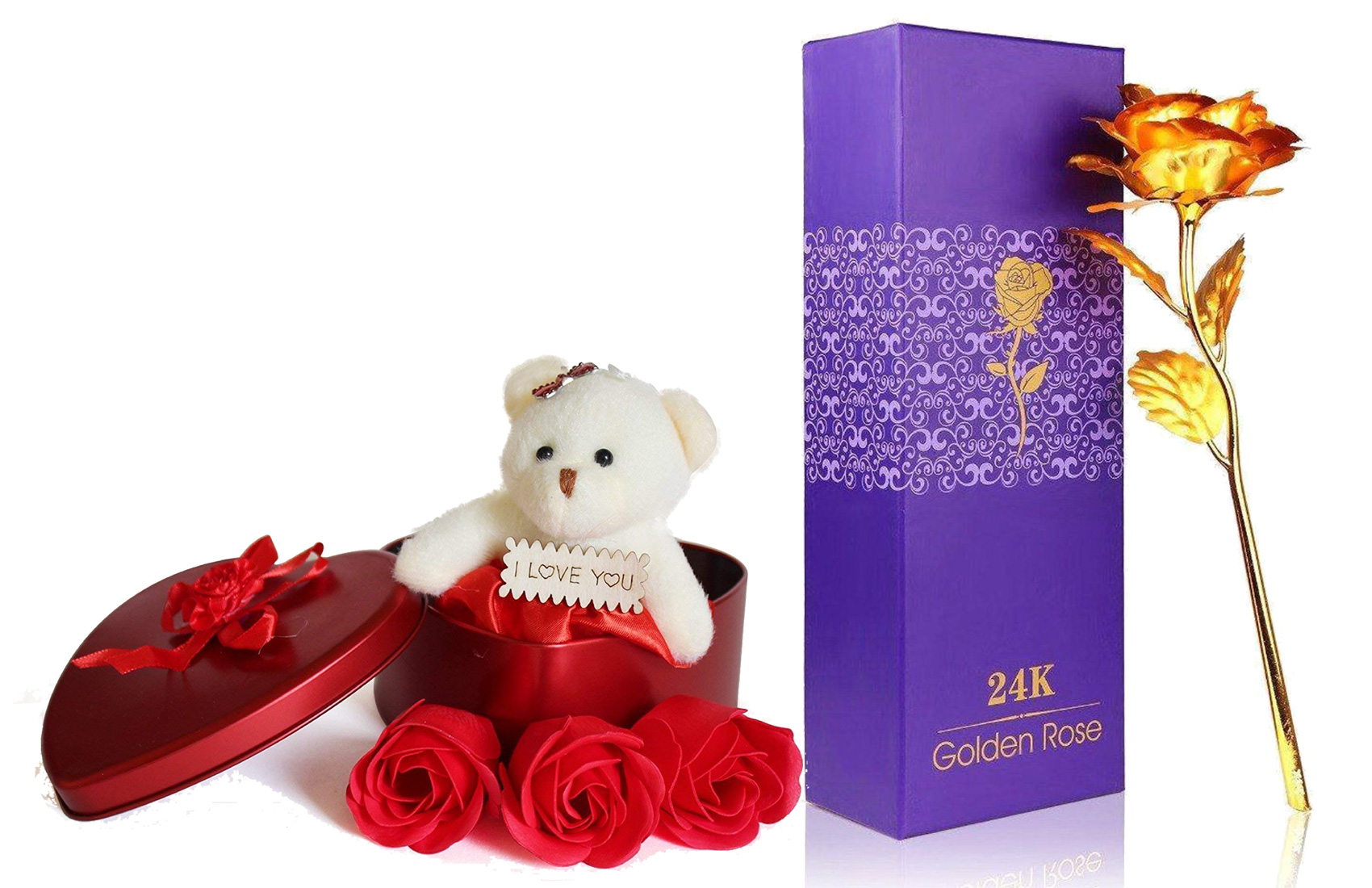 golden rose with teddy