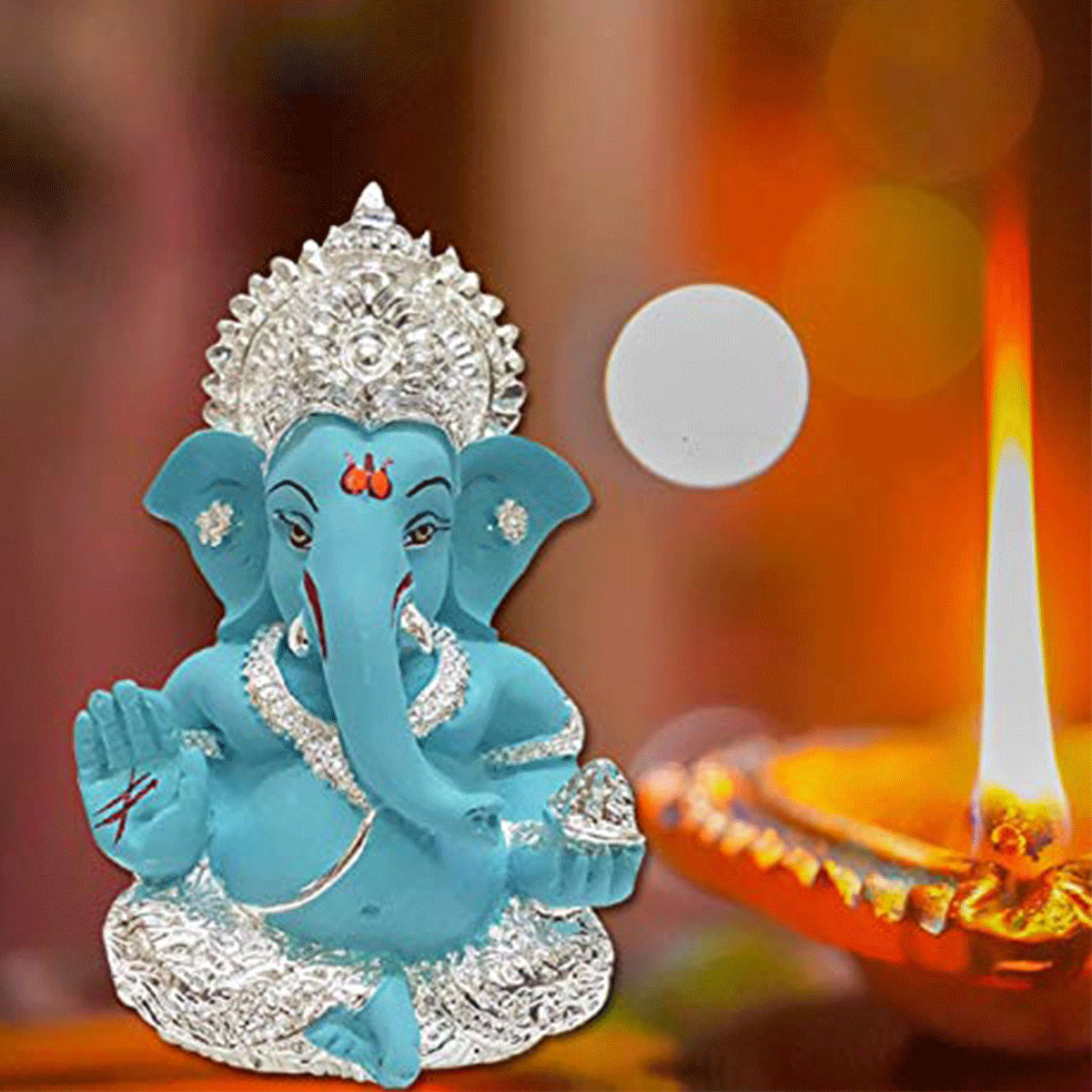 Buy Ganesh Idol for Car Dashboard - Silver Plated Ganesh Ji Murti ...