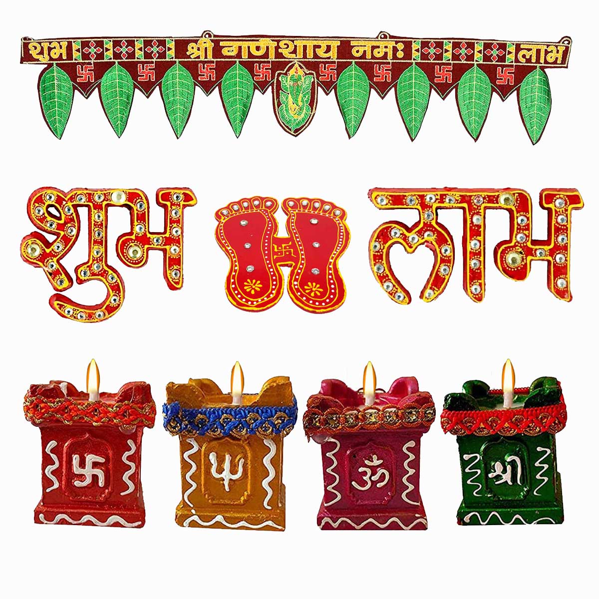 Buy Diwali Home Decoration Combo Set- Hanging Toran, Shubh Labh ...