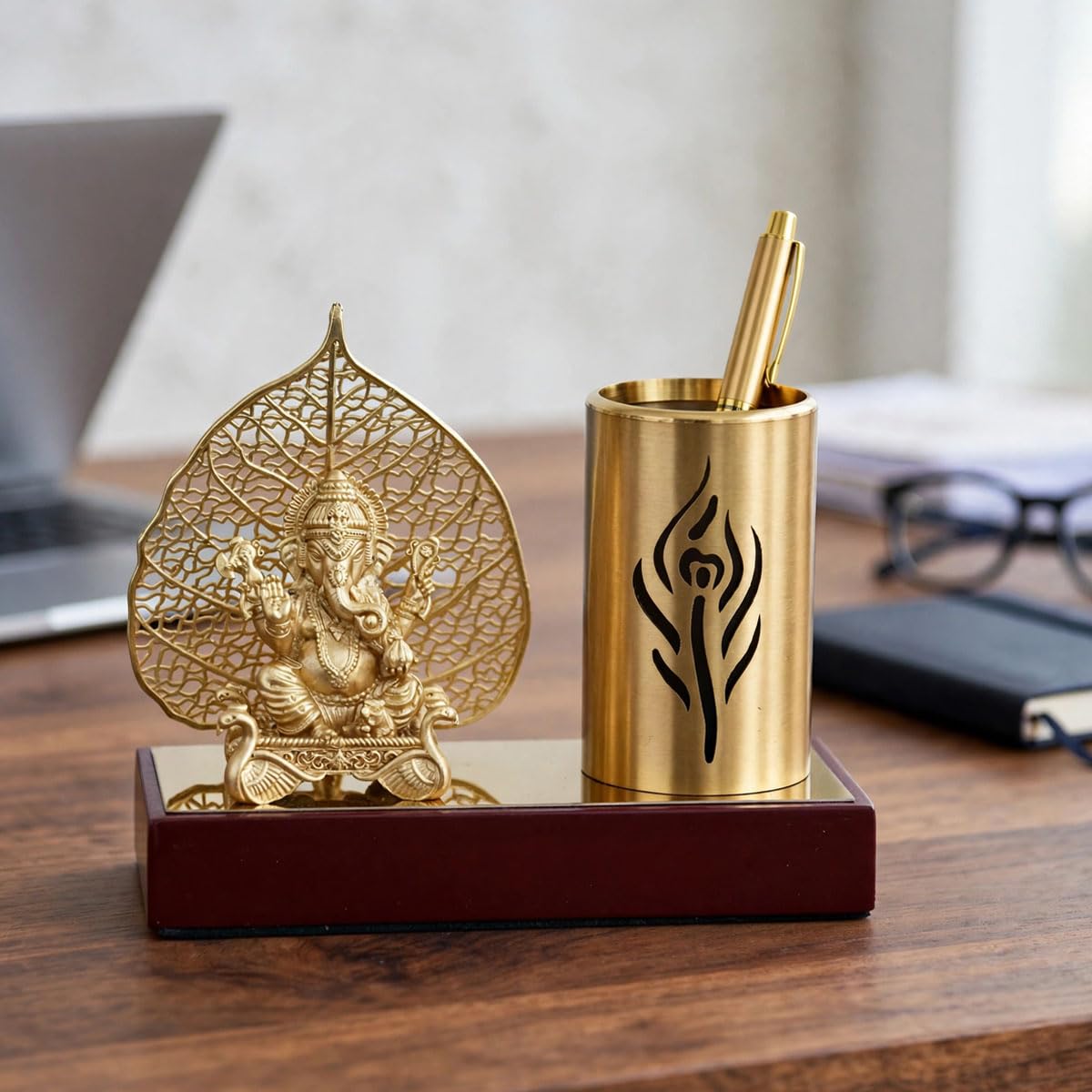 Metal Ganesha Pen Stand Decorative Showpiece for Desk, Home & Office Metal Ganesha Pen Stand Decorative Showpiece for Desk, Home & Office