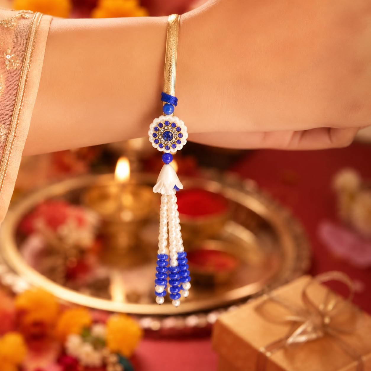 Bhaiya Bhabhi Rakhi with Celebration Chocolate Box and Roli Chawal Chopda Bhaiya Bhabhi Rakhi with Celebration Chocolate Box and Roli Chawal Chopda