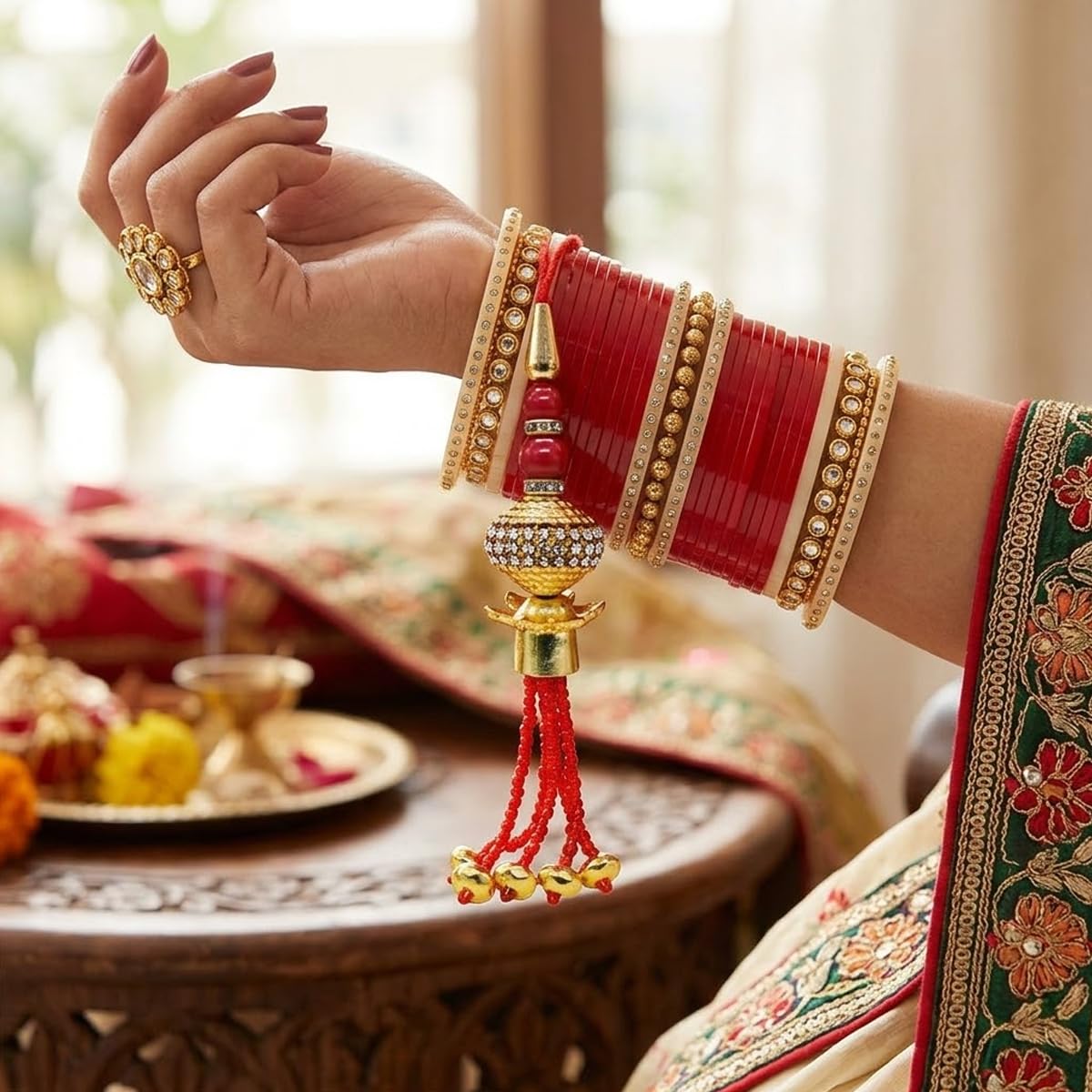 Rakhi for Brother & Bhabhi Set of 2 with Roli Chawal Chopra Rakhi for Brother & Bhabhi Set of 2 with Roli Chawal Chopra