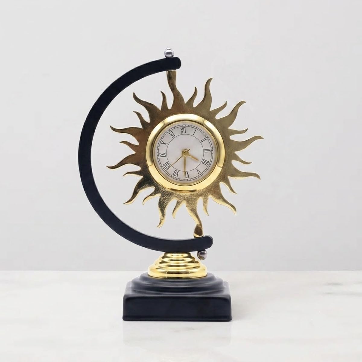 Metal Sunburst Table Clock Showpiece for Office Desk & Home Metal Sunburst Table Clock Showpiece for Office Desk & Home