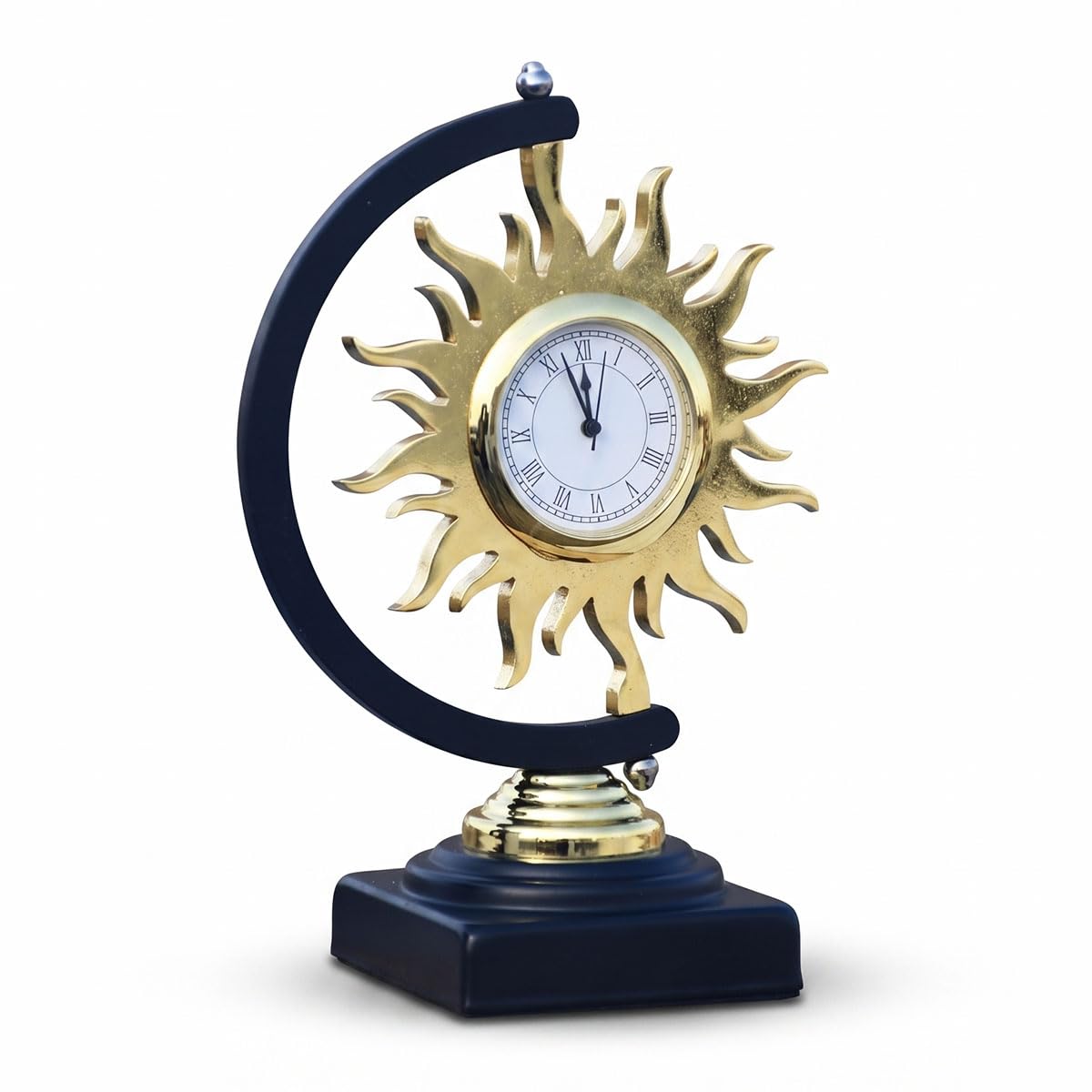 Metal Sunburst Table Clock Showpiece for Office Desk & Home Metal Sunburst Table Clock Showpiece for Office Desk & Home
