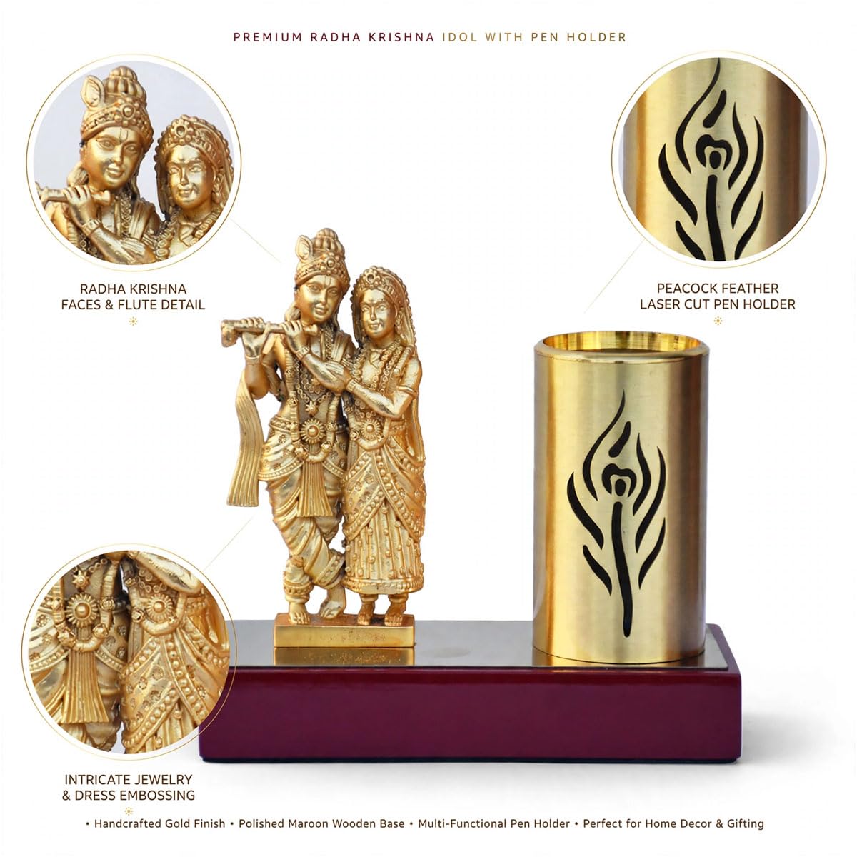 Metal Radha Krishna Pen Stand Decorative Desk Showpiece Metal Radha Krishna Pen Stand Decorative Desk Showpiece