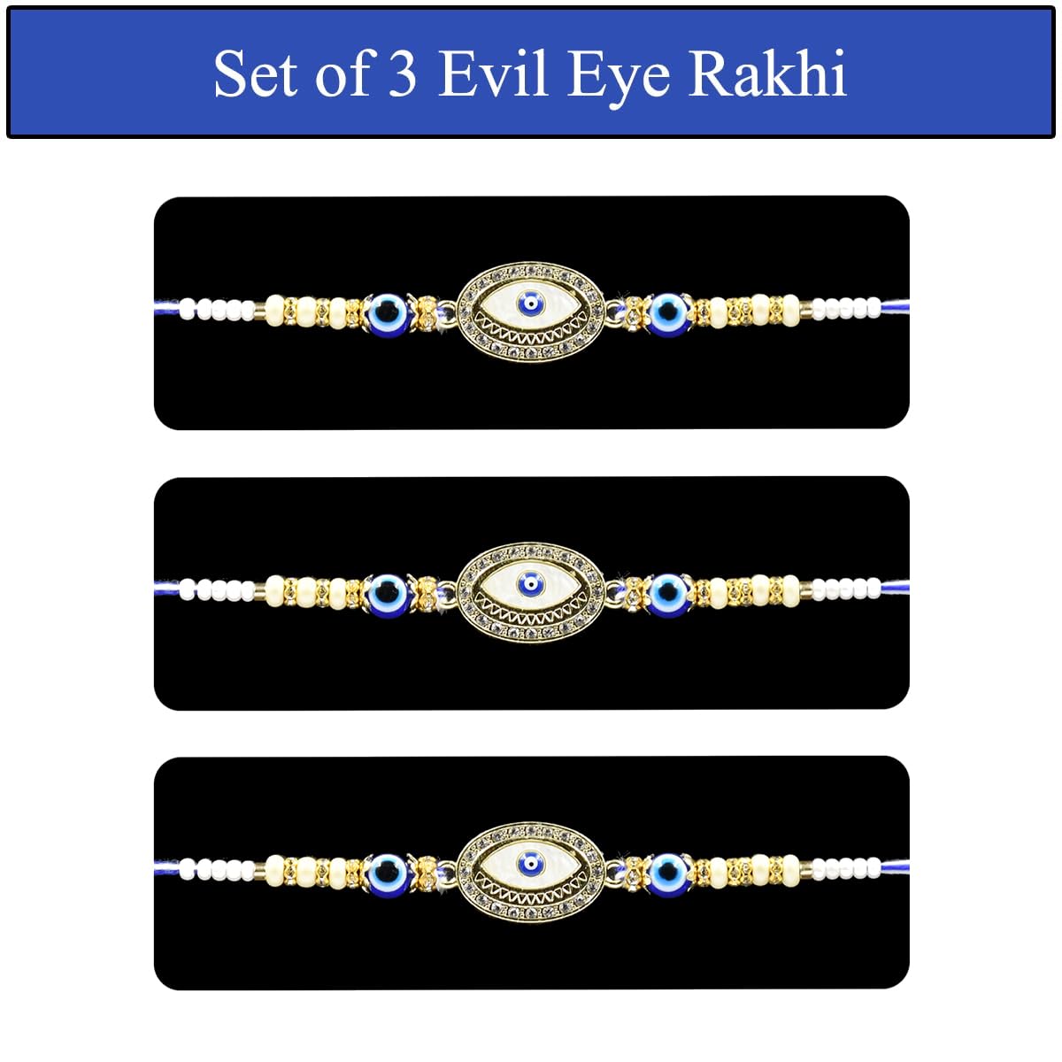 Set of 3 Evil Eye Rakhi for Brother Set of 3 Evil Eye Rakhi for Brother