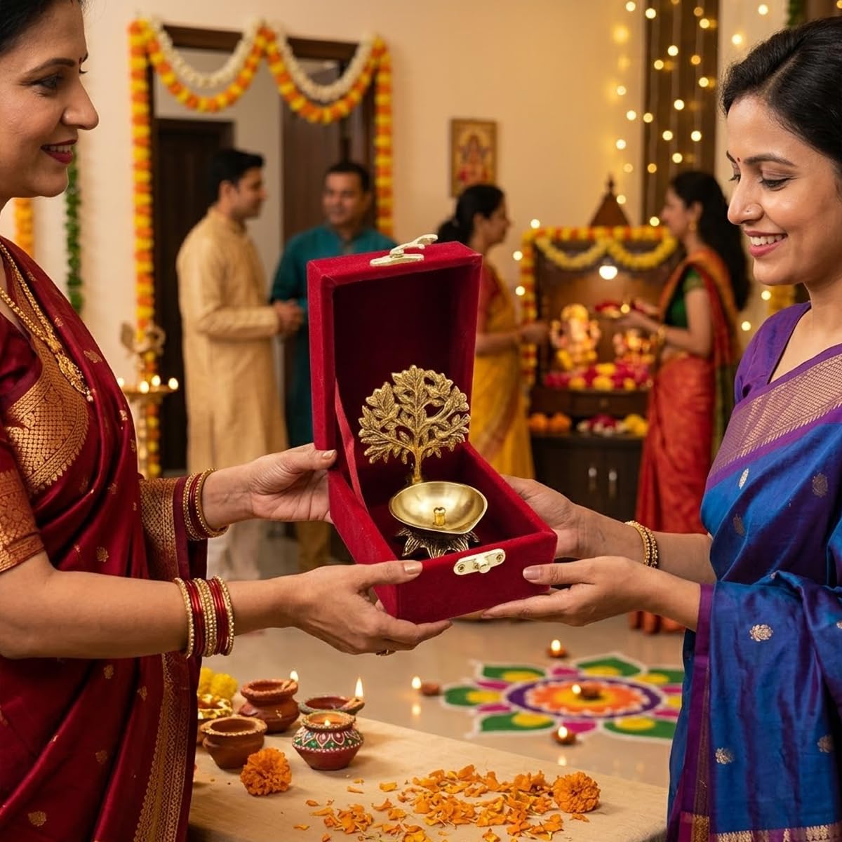 Brass Kalpvriksh Tree Diya with Box for Diwali and House Warming Retun Gifts Brass Kalpvriksh Tree Diya with Box for Diwali and House Warming Retun Gifts