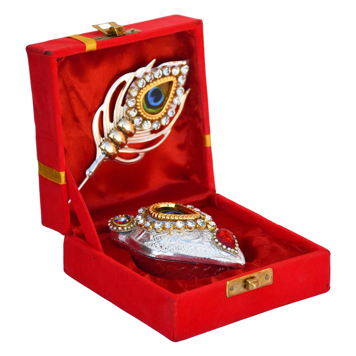 Silver Plated Tilak Set with Stick Velvet Gift Box for Pooja, Wedding Return Gift Silver Plated Tilak Set with Stick Velvet Gift Box for Pooja, Wedding Return Gift