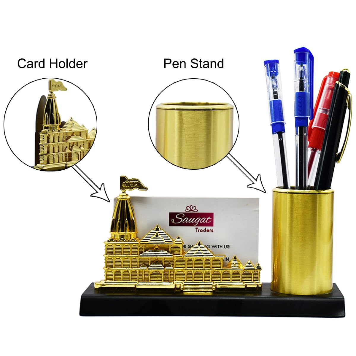 Ram Rakhi for Brother with Gift - Ram Mandir Showpiece with Pen Stand & Chocolate Ram Rakhi for Brother with Gift - Ram Mandir Showpiece with Pen Stand & Chocolate