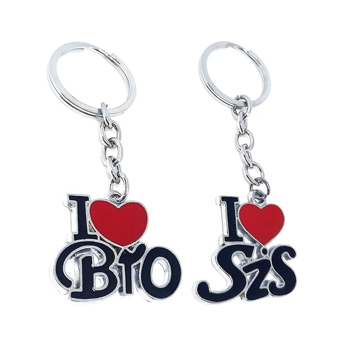 I Love Bro & Sis Keychain for Siblings I Love Bro & Sis Keychain for Siblings