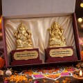 Golden Lakshmi Ganesha Idol Set with Wooden Base image 6