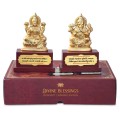 Golden Lakshmi Ganesha Idol Set with Wooden Base image 2
