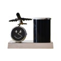 Aeroplane Clock with Pen Stand Showpiece image 1