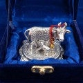 German Silver Cow and Calf Statue with Velvet Gift Box image 2