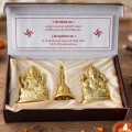 Golden Laxmi Ganesh Idol Set with Bell image 3