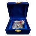 German Silver Cow and Calf Statue with Velvet Gift Box image 1
